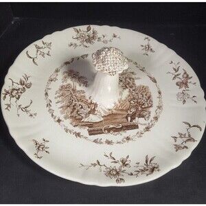 brown transferware tid bit tray Masons Watteau cookie plate canape dish
